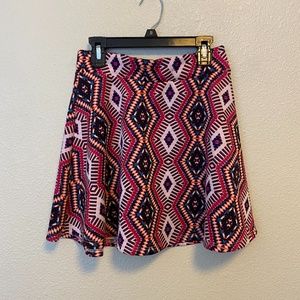 Pink and Orange Geometric Skater Skirt